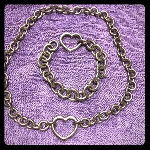 Tiffany heart clasp necklace and bracelet set.
